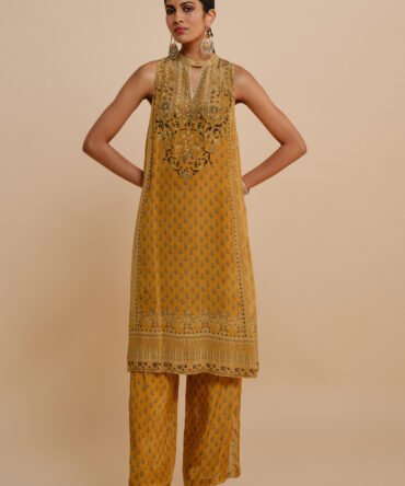 Yellow A-line Kurta Set