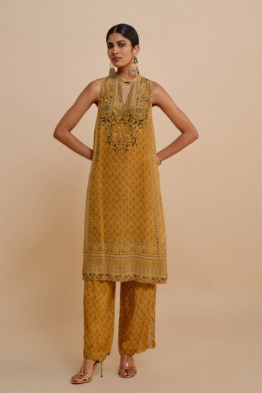 Yellow A-line Kurta Set