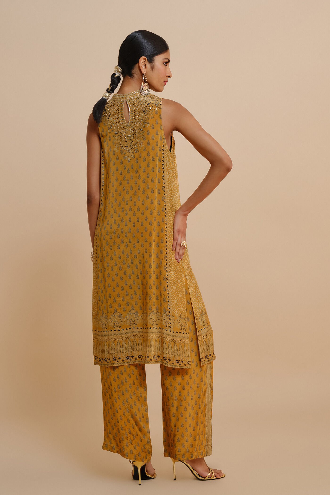 Yellow A-line Kurta Set