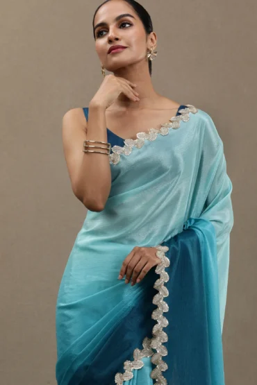 Blue Georgette Saree