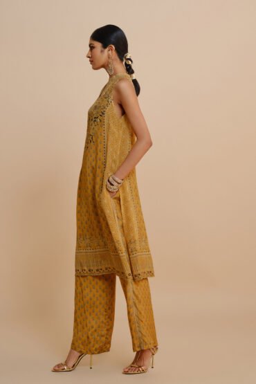 Yellow A-line Kurta Set