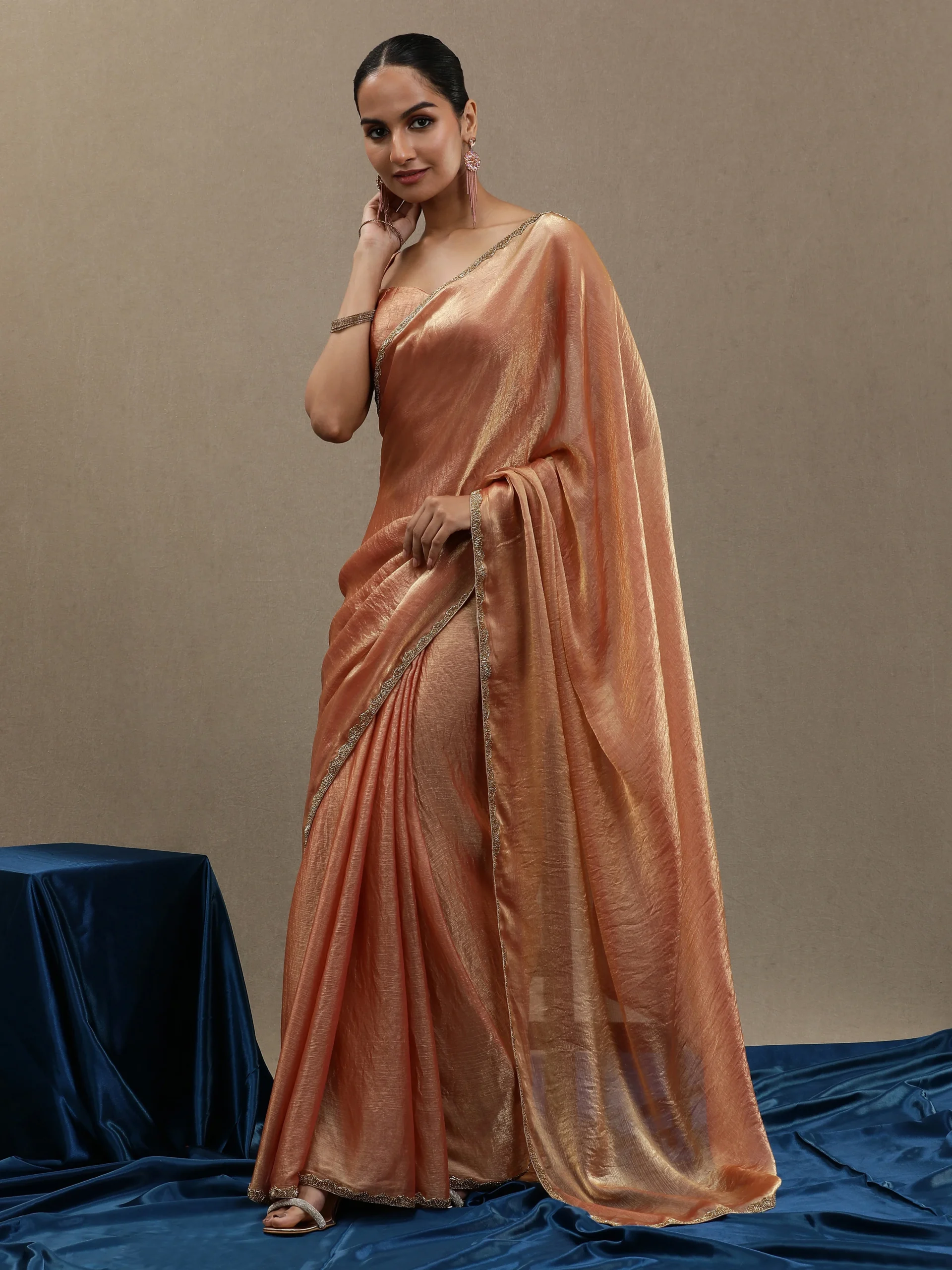Soft Peach Organza Saree