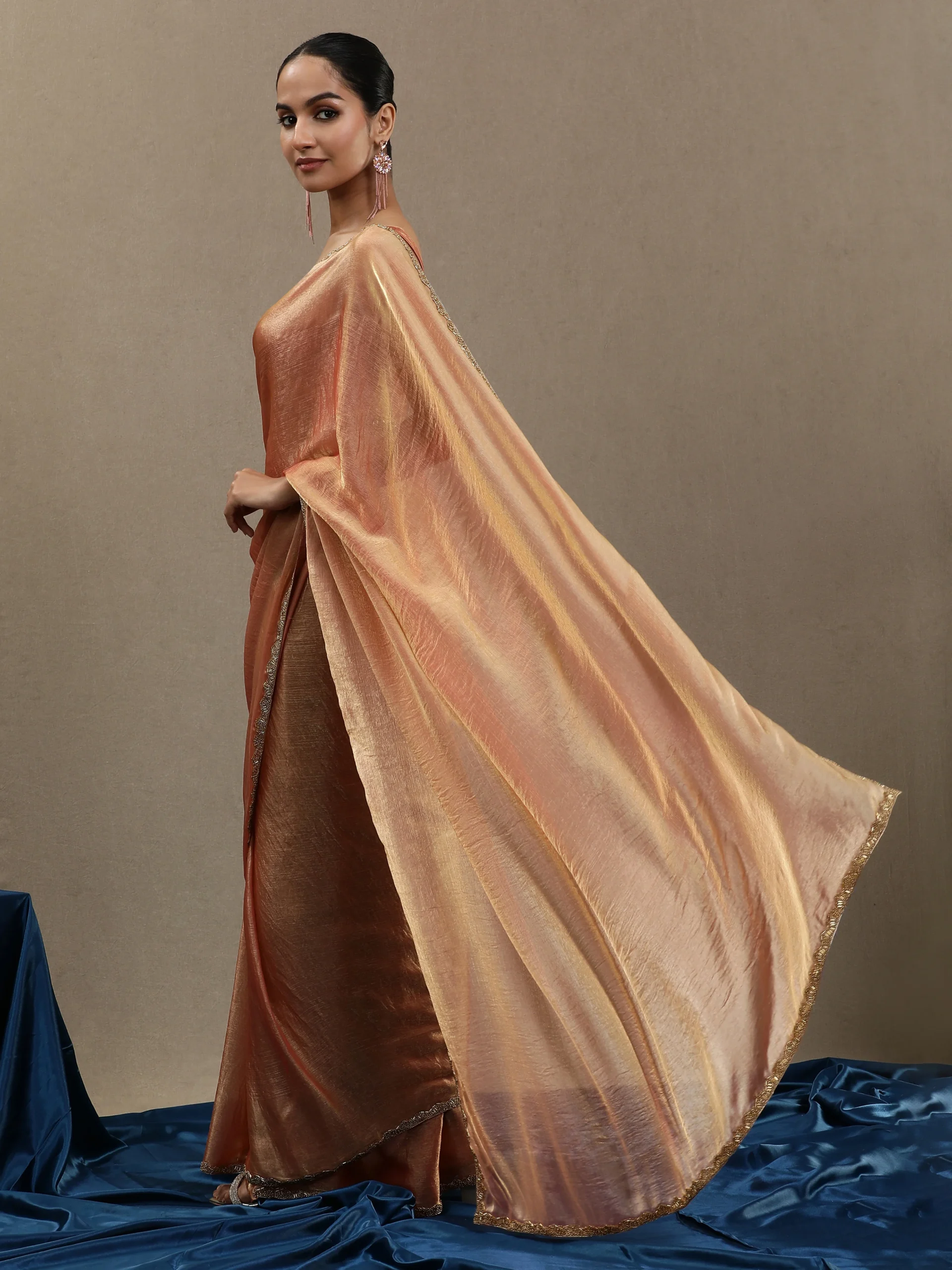 Soft Peach Organza Saree