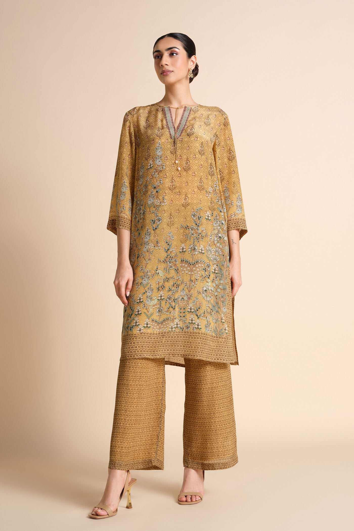 Printed Yellow Kurta Set