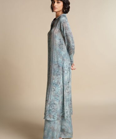 Blue Crepe Kurta Set