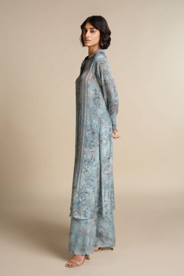 Blue Crepe Kurta Set