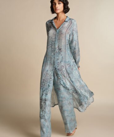 Blue Crepe Kurta Set