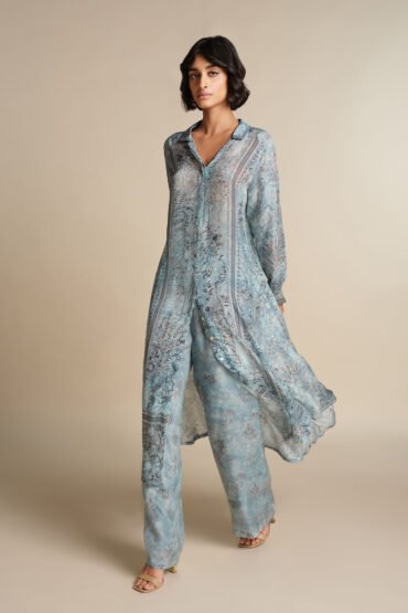 Blue Crepe Kurta Set