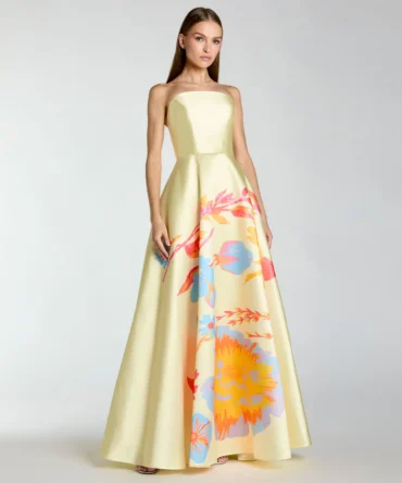 Yellow Strapless Mikado Gown
