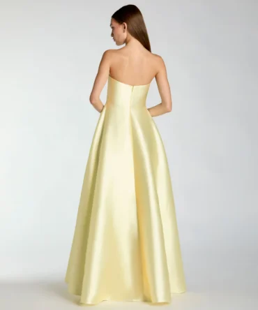 Yellow Strapless Mikado Gown
