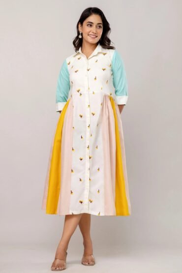 Beautiful White Cotton Embroidered Casual Wear Kurti