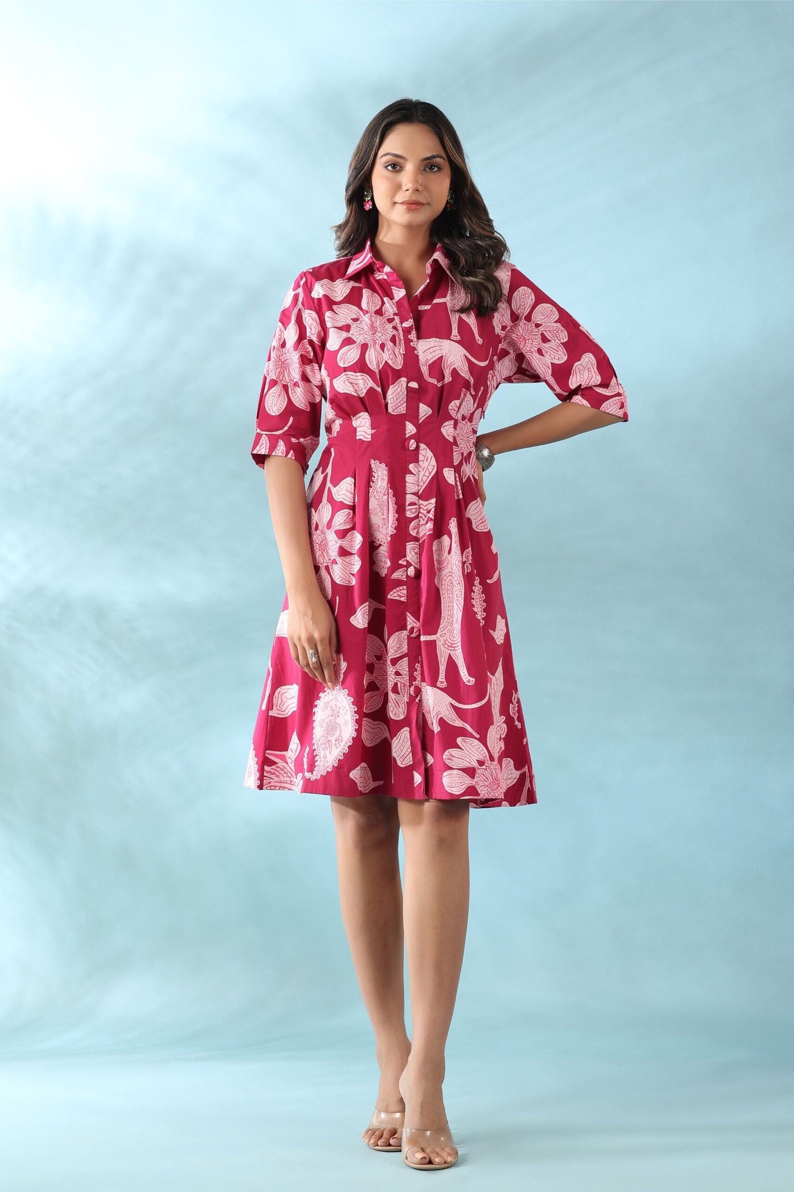 Onion Pink Knee Length Dress