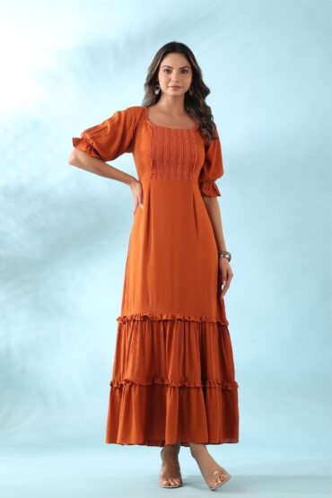 Rust Tiered Dress