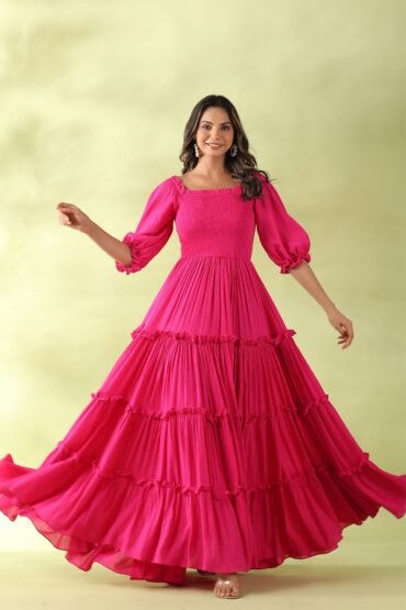 Electric Pink Flared Dress