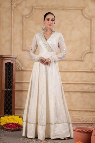 Gajra Foil Printed Kalidaar Long Dress