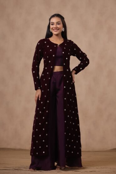 Mirror Work Velvet Jacket Set