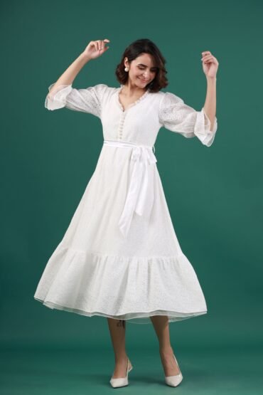 Pearl White A Line Dress