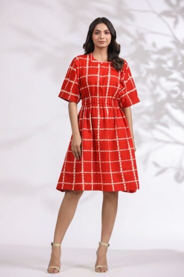 Rustic Red Knee Length Dress