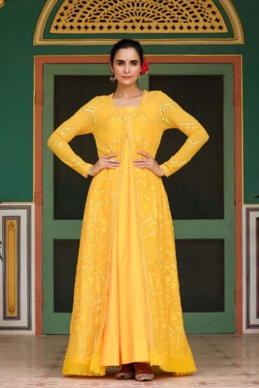 Haldi Chandan Mirror Work Dress