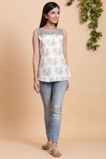 Cotton Handblock Tunic Top