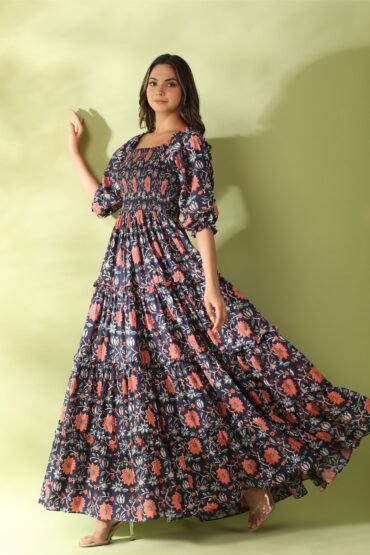 Long Floral Tiered Dress