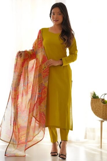 Wonderful Mustard Cotton Festival Wear Straight Kurta With Pant