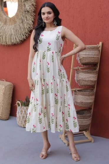 Superb Pink Digital Printed Cotton Casual Wear Dress