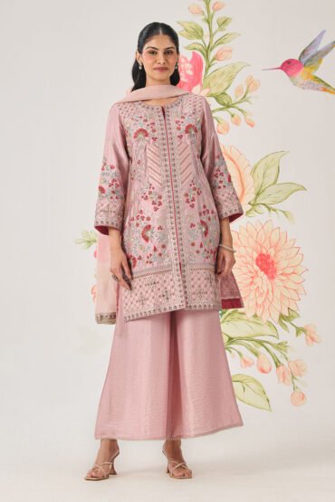 Vaara Nishat Pink Embroidered Suit Set with Dupatta