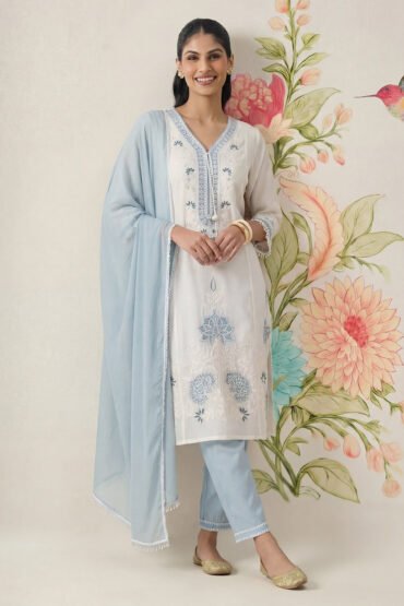 Mysaara Spa Embroidered Georgette Suit Set with Dupatta