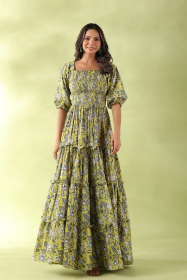 Lime Green Tiered Dress