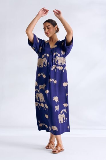 Ele Fun Modal Satin Dress - Royal Blue