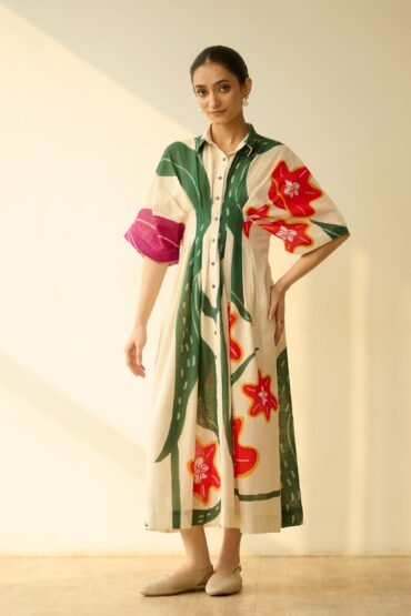 June Slub Cotton Dress - Cream White