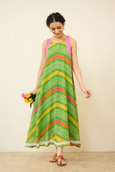 Sawan Leheriya Kota Doria Cotton Dress - Multicolour