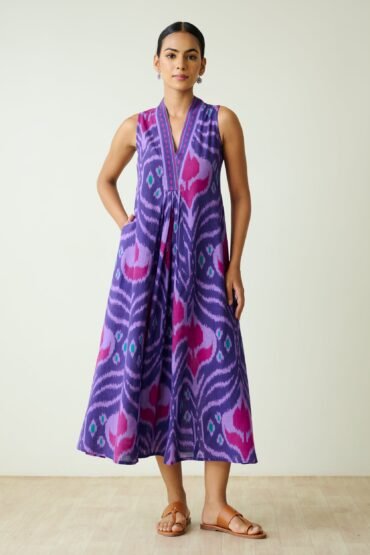 Amara Slub Cotton Sleeveless Dress - Violet