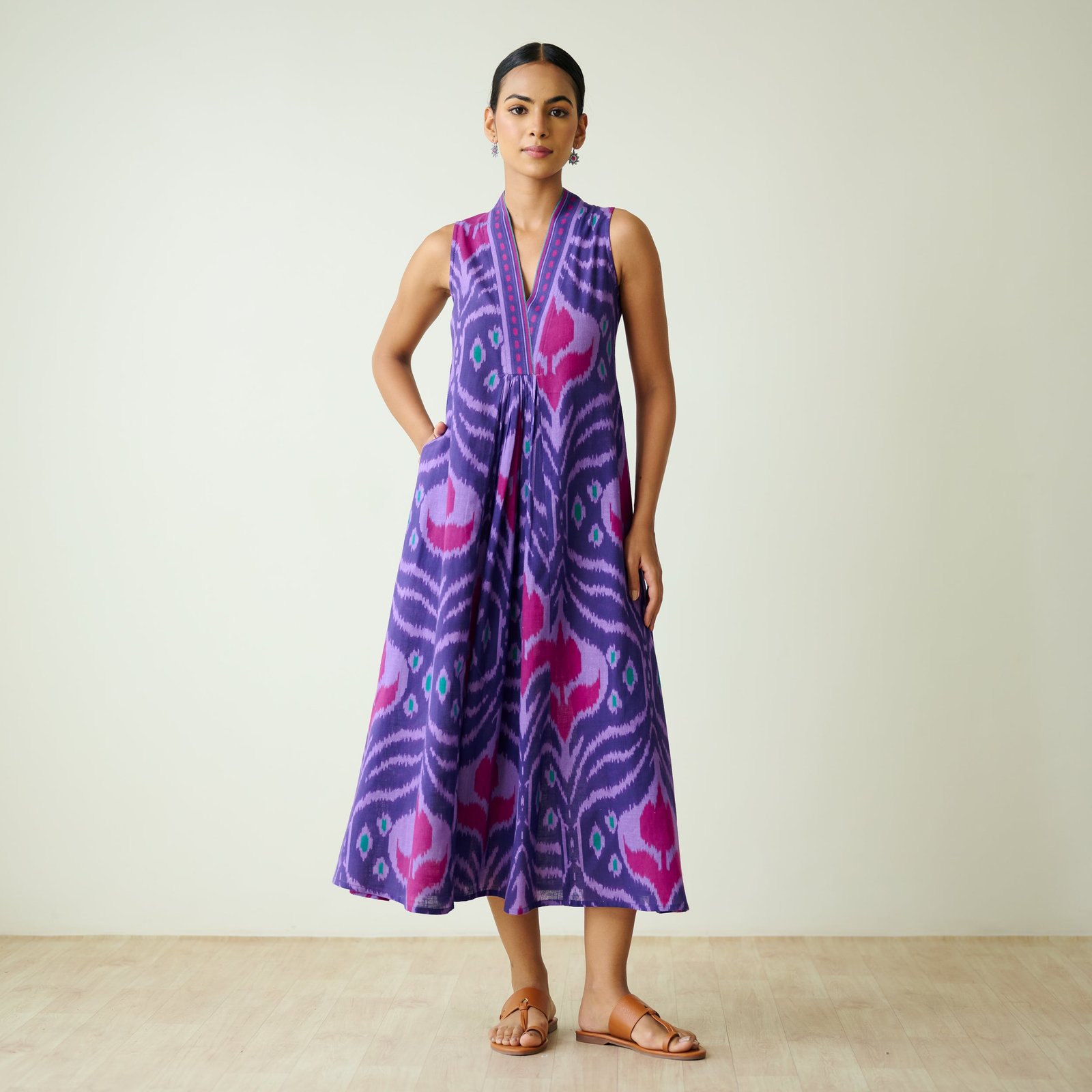 Amara Slub Cotton Sleeveless Dress - Violet