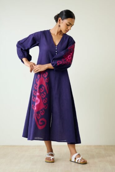 Mabel Slub Cotton Maxi Dress - Violet
