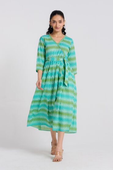 Ocean Wrap Cotton Dress