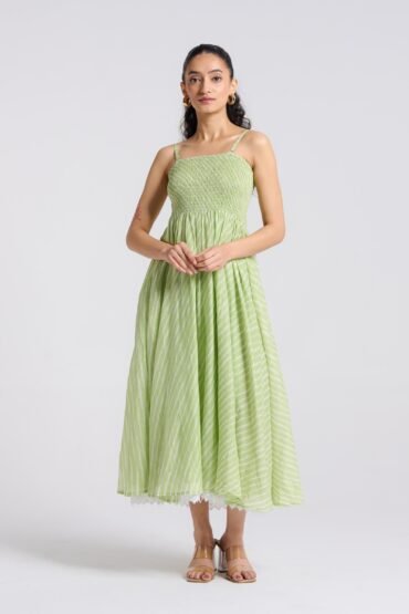 Pistachio Leheriya Mulmul Dress