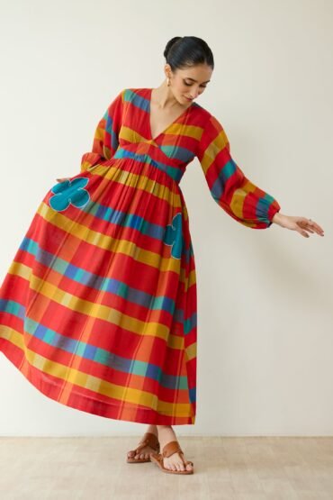 Kiva Pure Slub Cotton Dress - Maroon