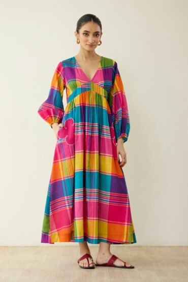 Candy Cloud Pure Slub Cotton Dress - Multicolour