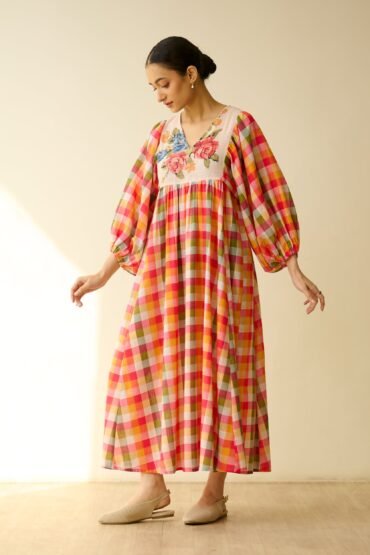 Cottage Bloom Fine Slub Cotton Dress - Multicolor