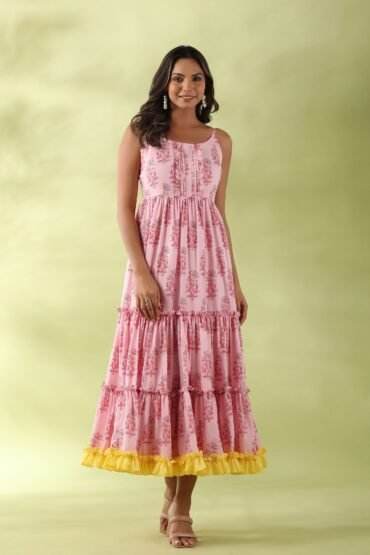 Spanish Pink Tiered Dress