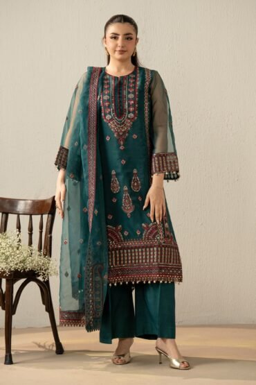 Embroidered Organza Stitched 3 Piece Suit