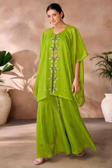 Incredible Green Hand Work Organza Designer Co-Ord Set