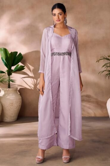Fabulous Lavender Hand Work Organza Designer Co-Ord Set