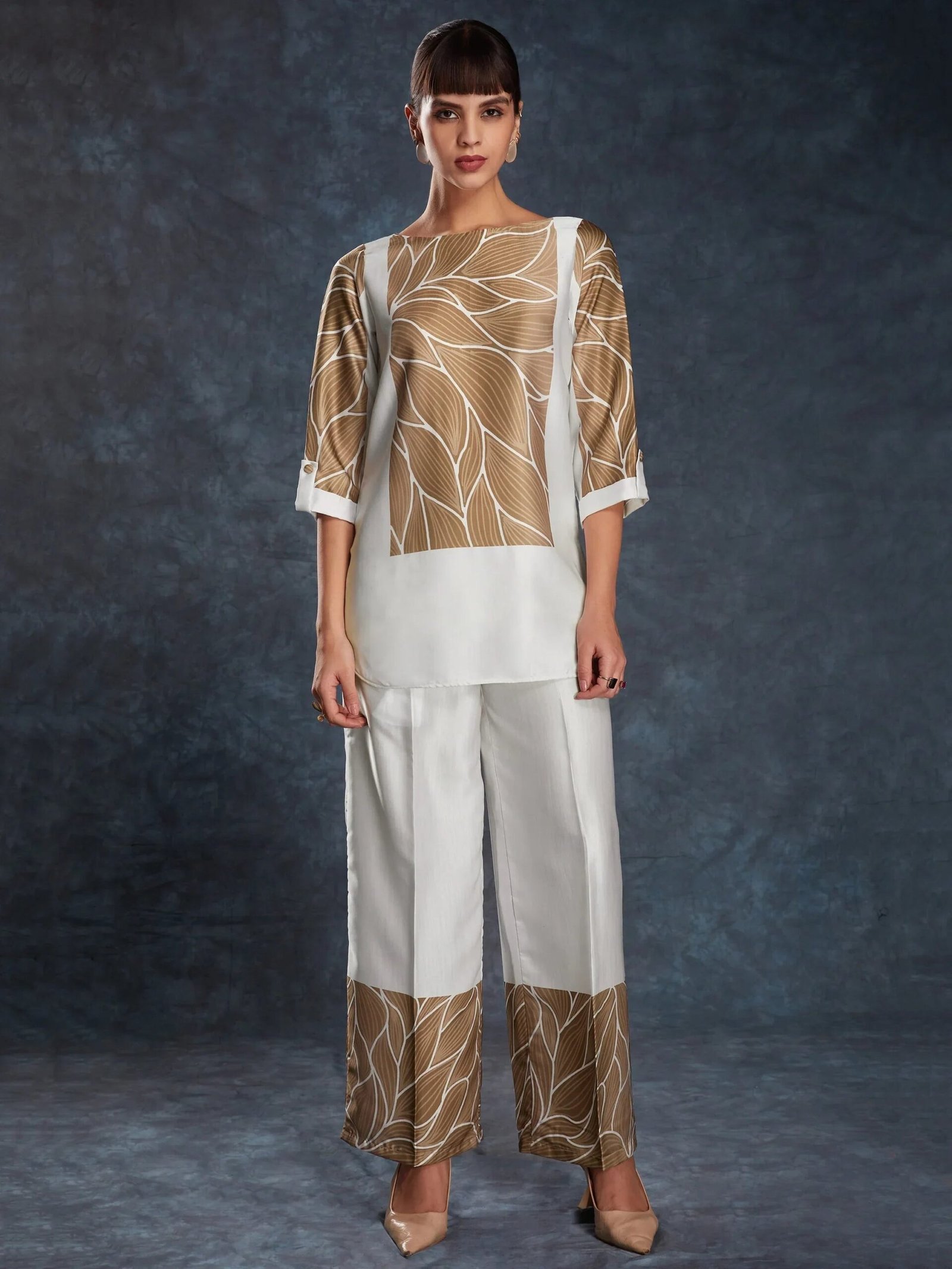 Captivating White Digital Printed Linen Party Wear Co-Ord Set