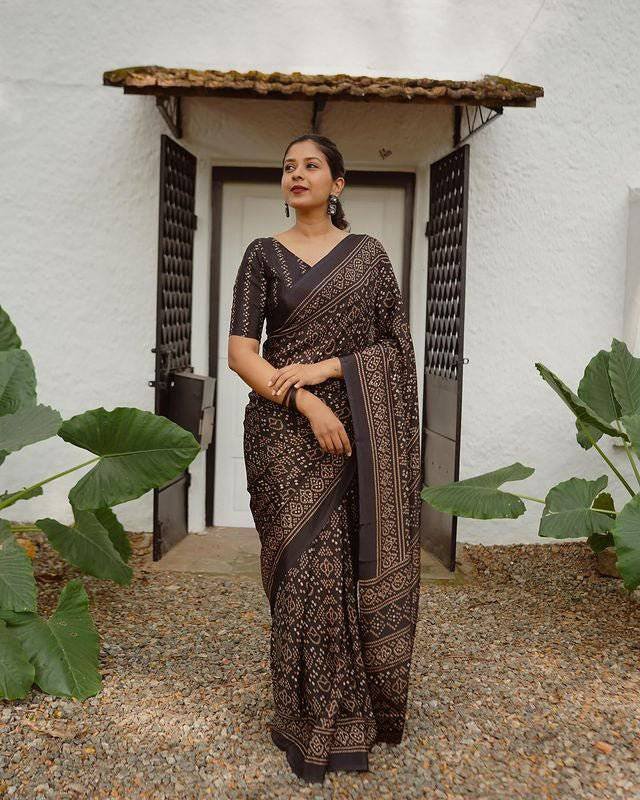 Black Pure Cotton Linen Saree Weaved With Zari Comes With Tassels