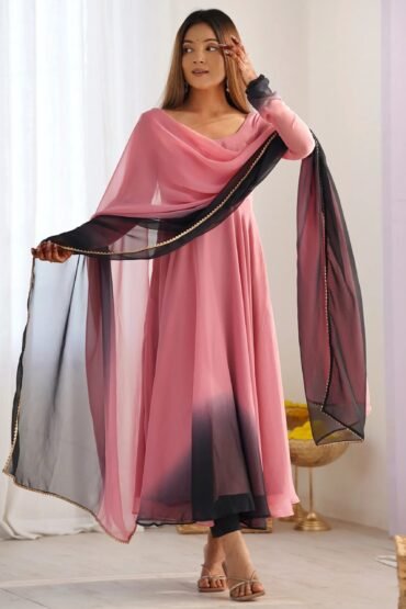 Alluring Pink Georgette Event Wear Anarkali Suit With Dupatta