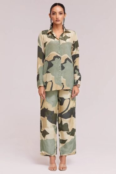 Incredible Multi-Color Digital Printed Crepe Office Wear Co-Ord Set