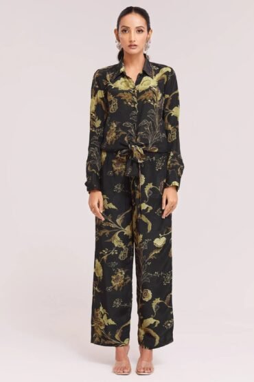 Attractive Black Color Digital Printed Crepe Casual Wear Co-Ord Set